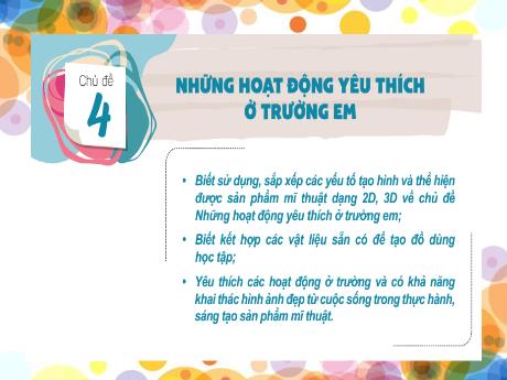Bài giảng Mĩ thuật 5 (Kết nối tri thức) - Chủ đề 4: Những hoạt động yêu thích ở trường học - Năm học 2024-2025 - Đặng Thị Hương Giang