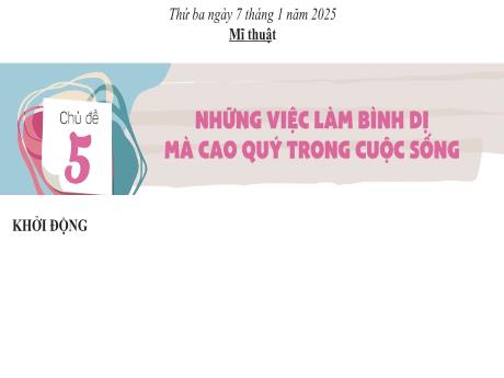 Bài giảng Mĩ thuật 5 (Kết nối tri thức) - Chủ đề 5: Những việc làm bình dị ma cao quý trong cuộc sống - Năm học 2024-2025 - Đặng Thị Hương Giang