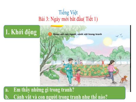 Bài giảng Tiếng Việt 1 (Kết nối tri thức) - Bài 3: Ngày mới bắt đầu (Tiết 1) - Lê Thị Như Tâm