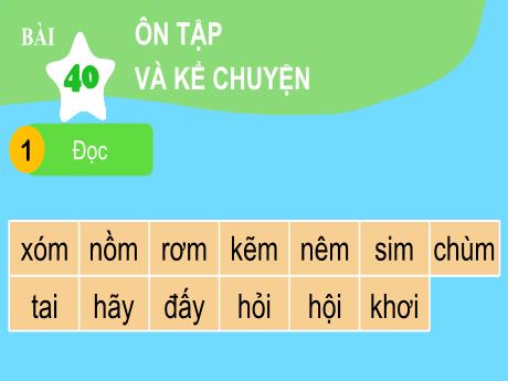 Bài giảng Tiếng Việt 1 (Kết nối tri thức) - Bài 40: Ôn tập và kể chuyện - Lê Thị Như Tâm