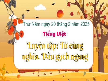 Bài giảng Tiếng Việt 3 (Kết nối tri thức) - Bài: Luyện tập Từ cùng nghĩa. Dấu gạch ngang - Năm học 2024-2025 - Phan Thị Loan