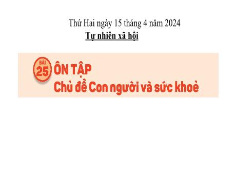 Bài giảng Tự nhiên xã hội 1 (Kết nối tri thức) - Bài 25: Ôn tập chủ đề về con người và sức khỏe - Năm học 2024-2025- Lê Thị Như Tâm