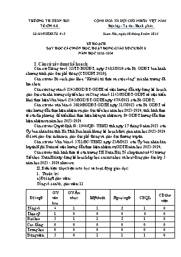 Kế hoạch bài dạy các môn học, hoạt động giáo dục lớp 5 - Năm học 2023-2024 - Trường Tiểu học Xuân Hải